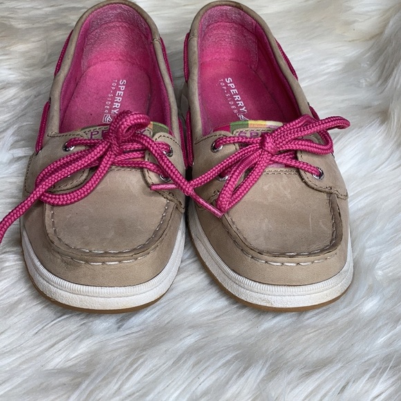 Sperry top sider green pink tan cream pink lace up boat shoes flats loafers nwot - Picture 2 of 16